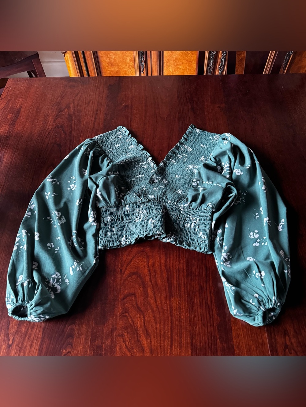 A&F Long Sleeve Smocked Wrap Top